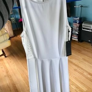 White mesh side cutout dress